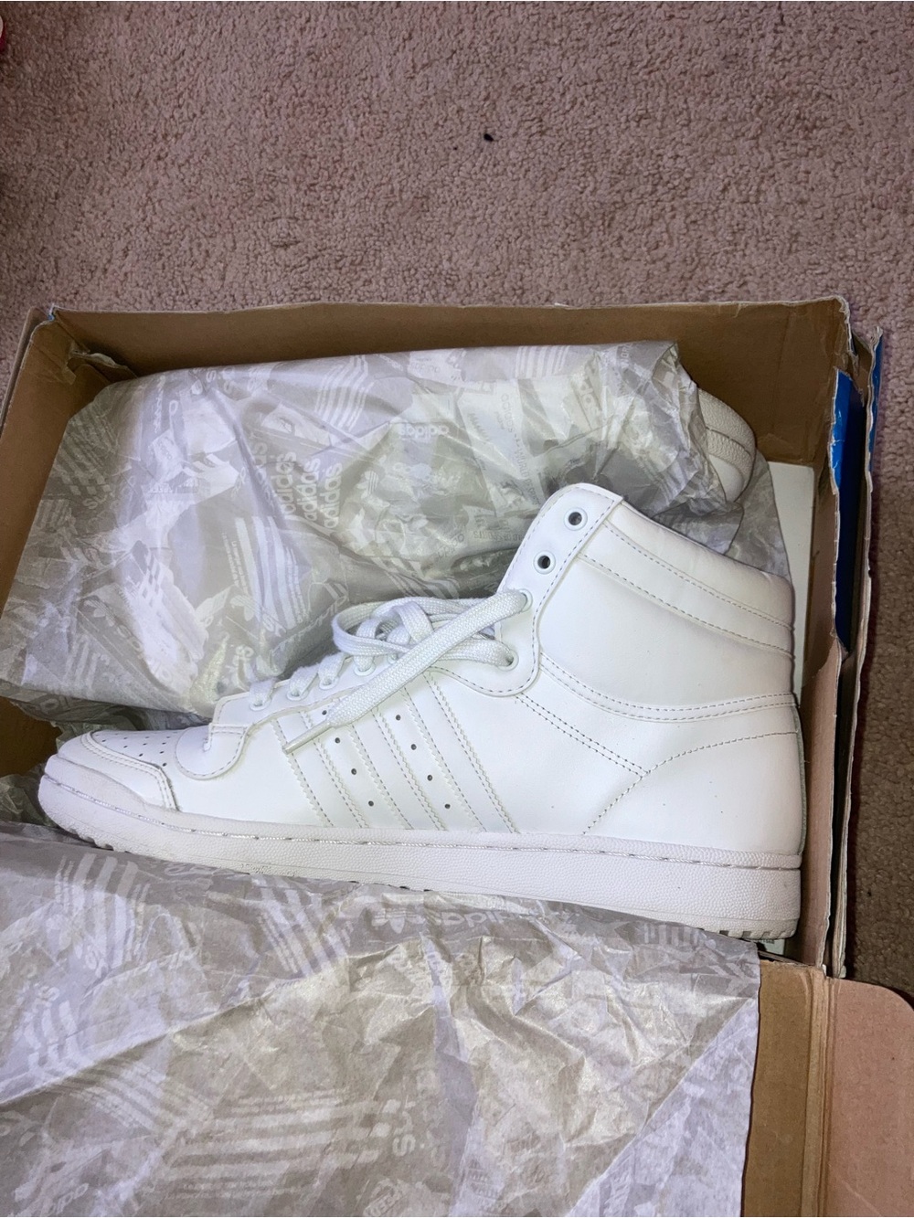 adidas White High-Top Leather Sneakers